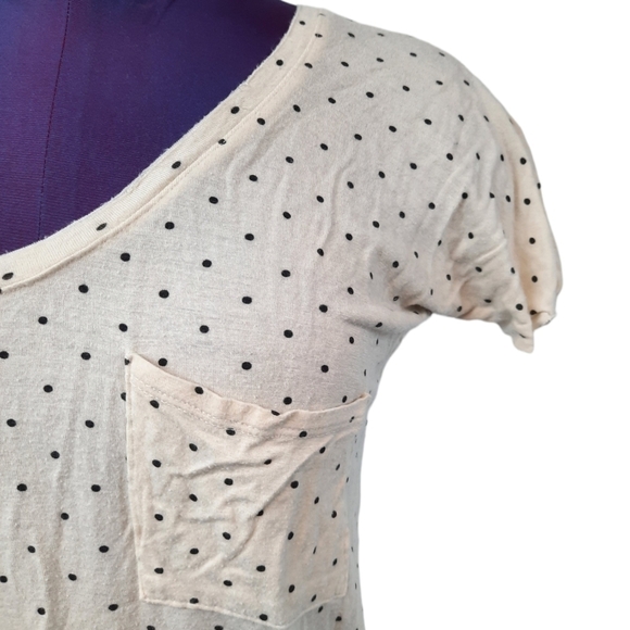 We‎ The Free Tunic Tee-Shirt Cream with Navy Polka Dots Size Small Women's - Picture 2 of 6